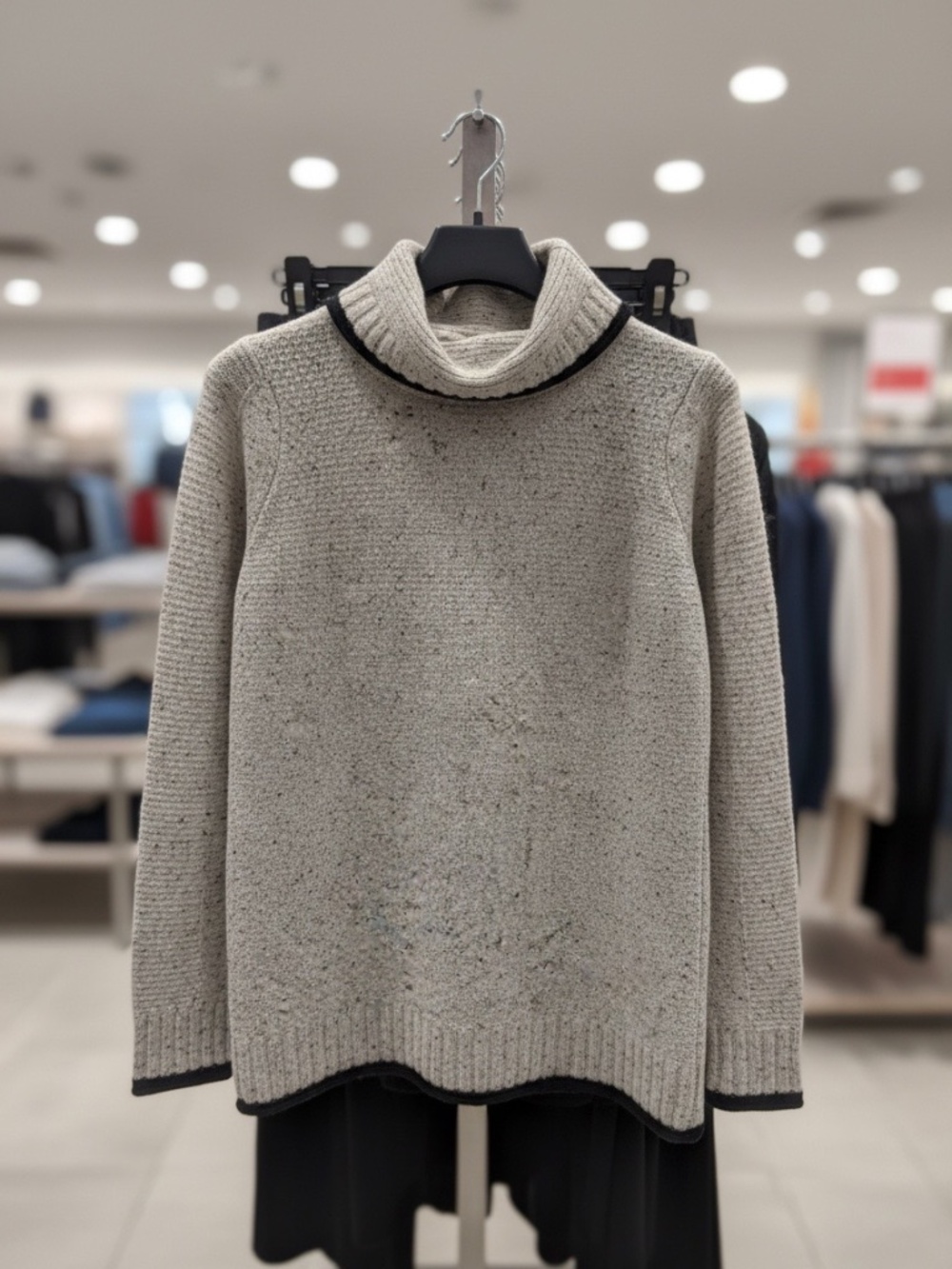 PLY Cashmere Turtleneck Sweater Speckled Grey Size Small - Picture 2 of 4